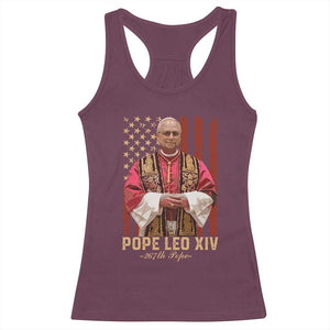 Vintage Pope Leo XIV Racerback Tank Top 267th Pope American Flag TS02 Maroon Print Your Wear