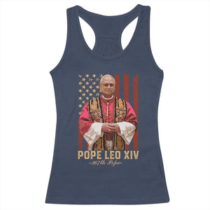 Vintage Pope Leo XIV Racerback Tank Top 267th Pope American Flag TS02 Navy Print Your Wear