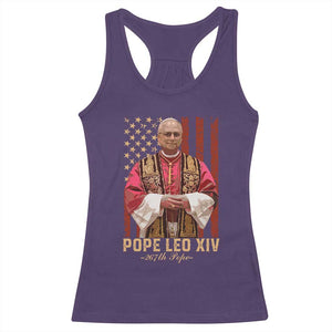 Vintage Pope Leo XIV Racerback Tank Top 267th Pope American Flag TS02 Purple Print Your Wear