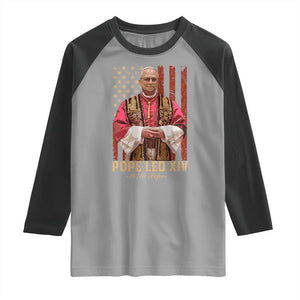 Vintage Pope Leo XIV Raglan Shirt 267th Pope American Flag TS02 Sport Gray Black Print Your Wear