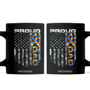 Vintage Proud Autism Dad Coffee Mug USA American Flag Father Day TS10 Black Print Your Wear