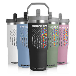Vintage Proud Autism Dad Flip Straw Tumbler USA American Flag Father Day TS10 Print Your Wear