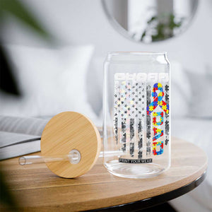 Vintage Proud Autism Dad Glass Can USA American Flag Father Day TS10 Print Your Wear