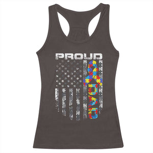Vintage Proud Autism Dad Racerback Tank Top USA American Flag Father Day TS10 Dark Chocolate Print Your Wear