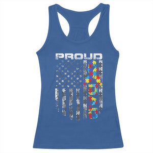 Vintage Proud Autism Dad Racerback Tank Top USA American Flag Father Day TS10 Royal Blue Print Your Wear