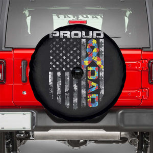 Vintage Proud Autism Dad Spare Tire Cover USA American Flag Father Day TS10 Black Print Your Wear