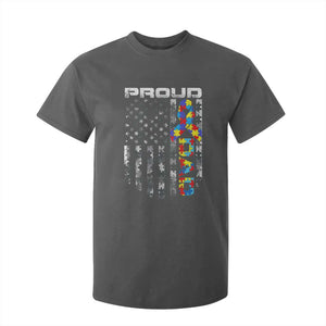 Vintage Proud Autism Dad T Shirt For Kid USA American Flag Father Day TS10 Dark Heather Print Your Wear
