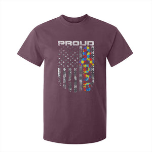Vintage Proud Autism Dad T Shirt For Kid USA American Flag Father Day TS10 Maroon Print Your Wear