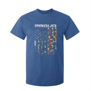 Vintage Proud Autism Dad T Shirt For Kid USA American Flag Father Day TS10 Royal Blue Print Your Wear