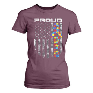 Vintage Proud Autism Dad T Shirt For Women USA American Flag Father Day TS10 Maroon Print Your Wear