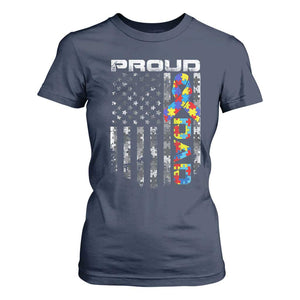 Vintage Proud Autism Dad T Shirt For Women USA American Flag Father Day TS10 Navy Print Your Wear