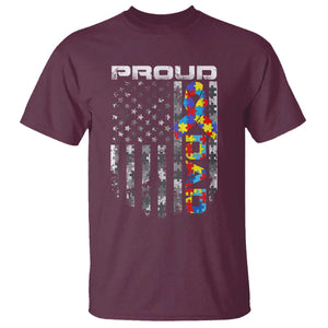 Vintage Proud Autism Dad T Shirt USA American Flag Father Day TS10 Maroon Print Your Wear