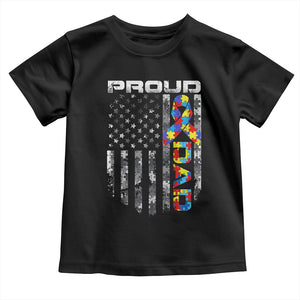 Vintage Proud Autism Dad Toddler T Shirt USA American Flag Father Day TS10 Black Print Your Wear