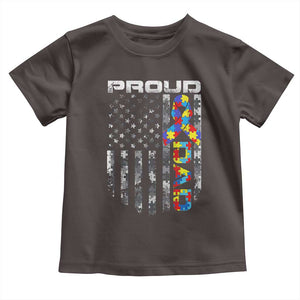 Vintage Proud Autism Dad Toddler T Shirt USA American Flag Father Day TS10 Dark Chocolate Print Your Wear