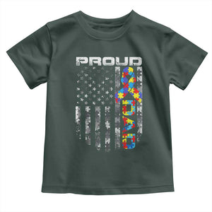 Vintage Proud Autism Dad Toddler T Shirt USA American Flag Father Day TS10 Dark Forest Green Print Your Wear