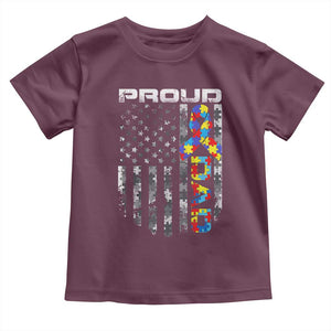 Vintage Proud Autism Dad Toddler T Shirt USA American Flag Father Day TS10 Maroon Print Your Wear