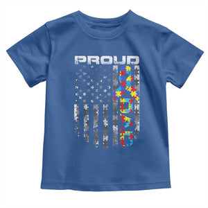 Vintage Proud Autism Dad Toddler T Shirt USA American Flag Father Day TS10 Royal Blue Print Your Wear