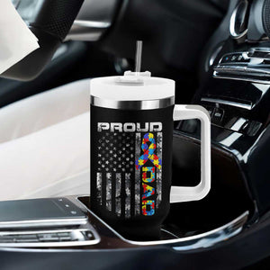 Vintage Proud Autism Dad Tumbler With Handle USA American Flag Father Day TS10 Print Your Wear