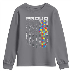 Vintage Proud Autism Dad Youth Sweatshirt USA American Flag Father Day TS10 Charcoal Print Your Wear