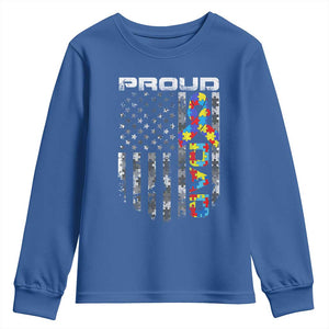 Vintage Proud Autism Dad Youth Sweatshirt USA American Flag Father Day TS10 Royal Blue Print Your Wear