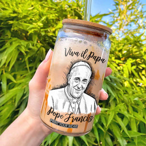 Viva il Papa Pope Francis Glass Can Thank You Papa Catholic Tribute TS02 Print Your Wear