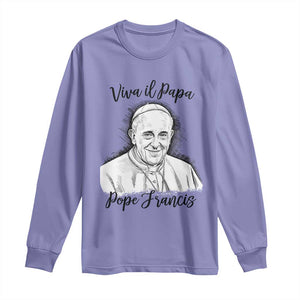 Viva il Papa Pope Francis Long Sleeve Shirt Thank You Papa Catholic Tribute TS02 Violet Print Your Wear