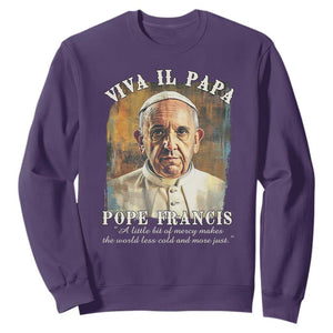 Viva il Papa Pope Francis Sweatshirt Papa Memorial Tribute TS02 Purple Print Your Wear