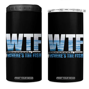 WTF Where's The Fish 4 in 1 Can Cooler Tumbler Funny Fishing Gifts Dad Grandpa Fathers Day TB10 One Size: 16 oz Black Print Your Wear