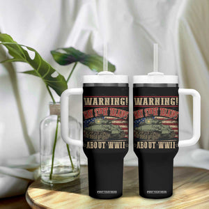 Warning May Start Talking About WWII Tumbler With Handle American Flag Tank TS11 Print Your Wear