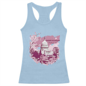 Washington DC Cherry Blossoms Racerback Tank Top Capitol Building Sakura TS11 Light Blue Print Your Wear