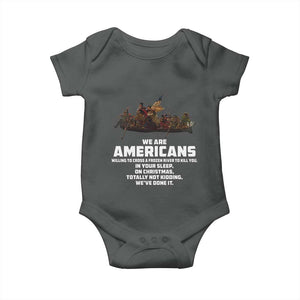 We Are Americans Funny Patriotic Baby Onesie Revolutionary War TS02 Dark Heather Print Your Wear