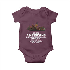 We Are Americans Funny Patriotic Baby Onesie Revolutionary War TS02 Maroon Print Your Wear
