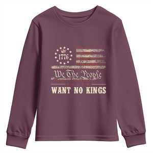 We The People Want No Kings Youth Sweatshirt Retro June 14th Vintage 1776 Flag Patriotic TS02 Maroon Print Your Wear