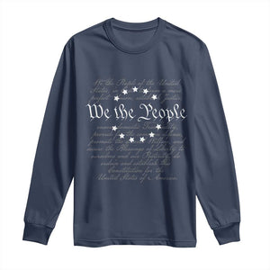We the People Long Sleeve Shirt US Constitution Preamble 4th Of July Patriotic Stars TS02 Navy Print Your Wear