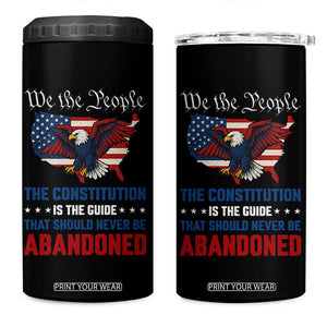 We the People Patriotic Eagle 4 in 1 Can Cooler Tumbler Defend the Constitution American Flag TS02 One Size: 16 oz Black Print Your Wear