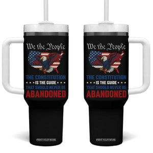 We the People Patriotic Eagle Tumbler With Handle Defend the Constitution American Flag TS02 One Size: 40 oz Black Print Your Wear