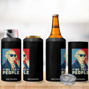 We the People Retro George Washington 4 in 1 Can Cooler Tumbler Patriotic American Founding Fathers Peace Sign TS02 Print Your Wear