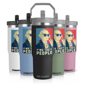We the People Retro George Washington Flip Straw Tumbler Patriotic American Founding Fathers Peace Sign TS02 Print Your Wear
