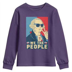 We the People Retro George Washington Youth Sweatshirt Patriotic American Founding Fathers Peace Sign TS02 Purple Print Your Wear