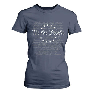 We the People T Shirt For Women US Constitution Preamble 4th Of July Patriotic Stars TS02 Navy Print Your Wear
