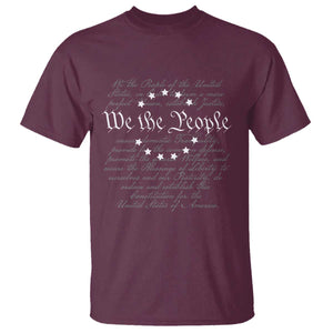 We the People T Shirt US Constitution Preamble 4th Of July Patriotic Stars TS02 Maroon Print Your Wear