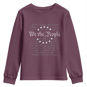 We the People Youth Sweatshirt US Constitution Preamble 4th Of July Patriotic Stars TS02 Maroon Print Your Wear