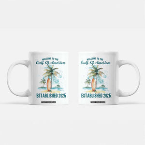 Welcome To America's Gulf Coffee Mug Established 2025 Retro Vintage Beach TS10 White Print Your Wear