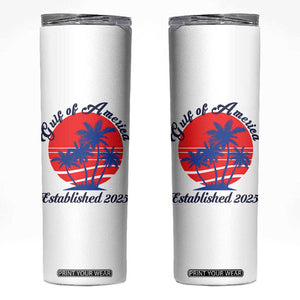 Welcome To America's Gulf Skinny Tumbler Established 2025 Trump Mexico Vintage Summer Beach Vibes TS10 White Print Your Wear