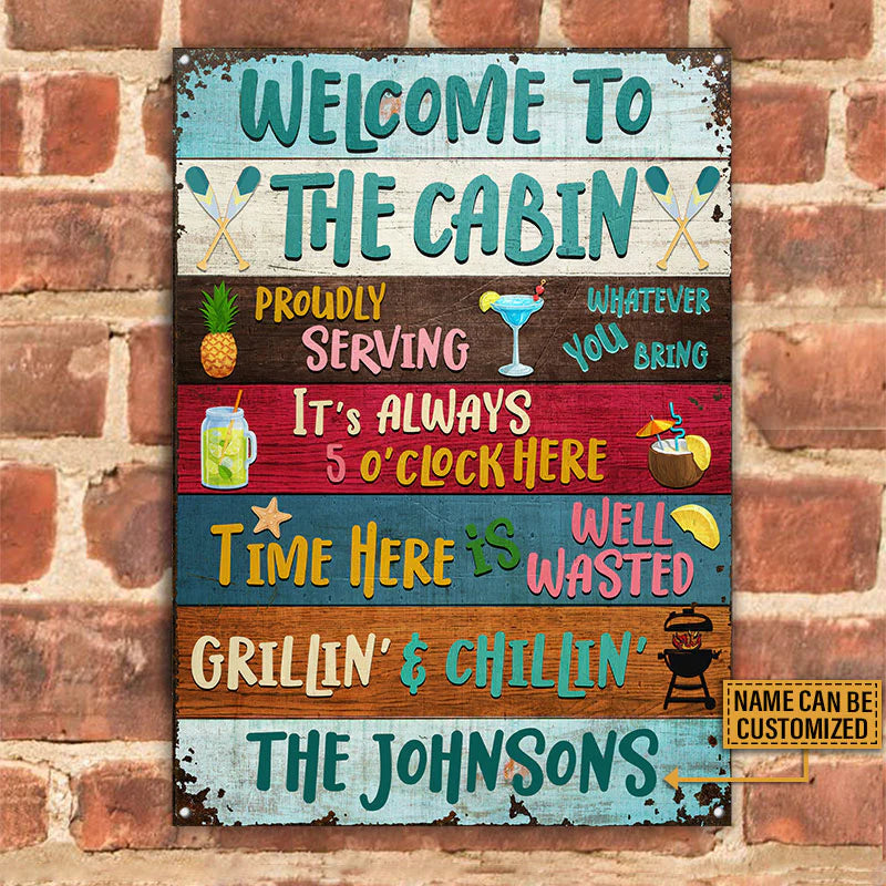 Personalized Metal Sign Welcome To The Cabin CTM00 One Size 24x18 inch (60.96x45.72 cm) Custom - Printyourwear