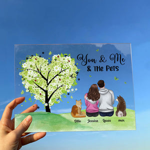 Personalized You and Me and The Pets Acrylic Plaque Birthday, Loving Gift For Cat and Dog Lover, Pet Owner, Fur Mom, Fur Dad CTM Custom - Printyourwear