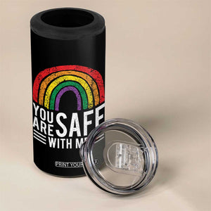 You Are Safe With Me 4 in 1 Can Cooler Tumbler Retro Rainbow LGBTQ Ally Pride TS10 Print Your Wear