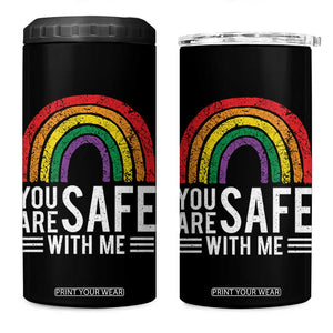 You Are Safe With Me 4 in 1 Can Cooler Tumbler Retro Rainbow LGBTQ Ally Pride TS10 One Size: 16 oz Black Print Your Wear
