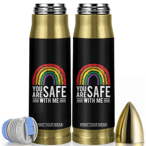 You Are Safe With Me Bullet Tumbler Retro Rainbow LGBTQ Ally Pride TS10 Black Print Your Wear