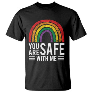 You Are Safe With Me T Shirt Retro Rainbow LGBTQ Ally Pride TS10 Black Print Your Wear